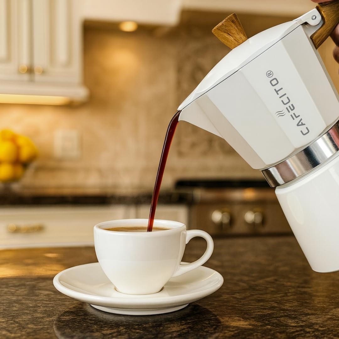 CAFECITO Moka Pot Stovetop Espresso Maker – Greca Coffee Maker, 6 Cup Crema Edition | Classic Espresso Coffee Percolator | Cafetera