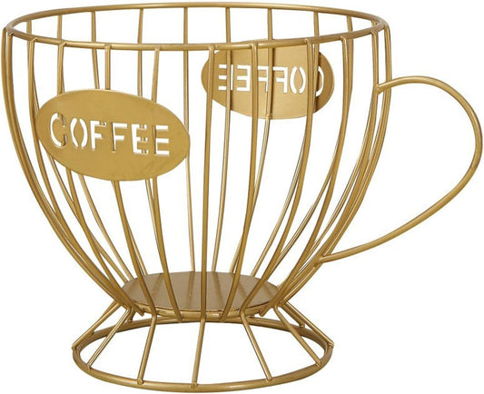 Extra Large Capacity Coffee Pod Holder, Counter Organizer, Capsule Basket, Coffee Bar Accessories for K-cup Kitchen, Dining Room, Office, Home, Cafe, Hotel (Gold)