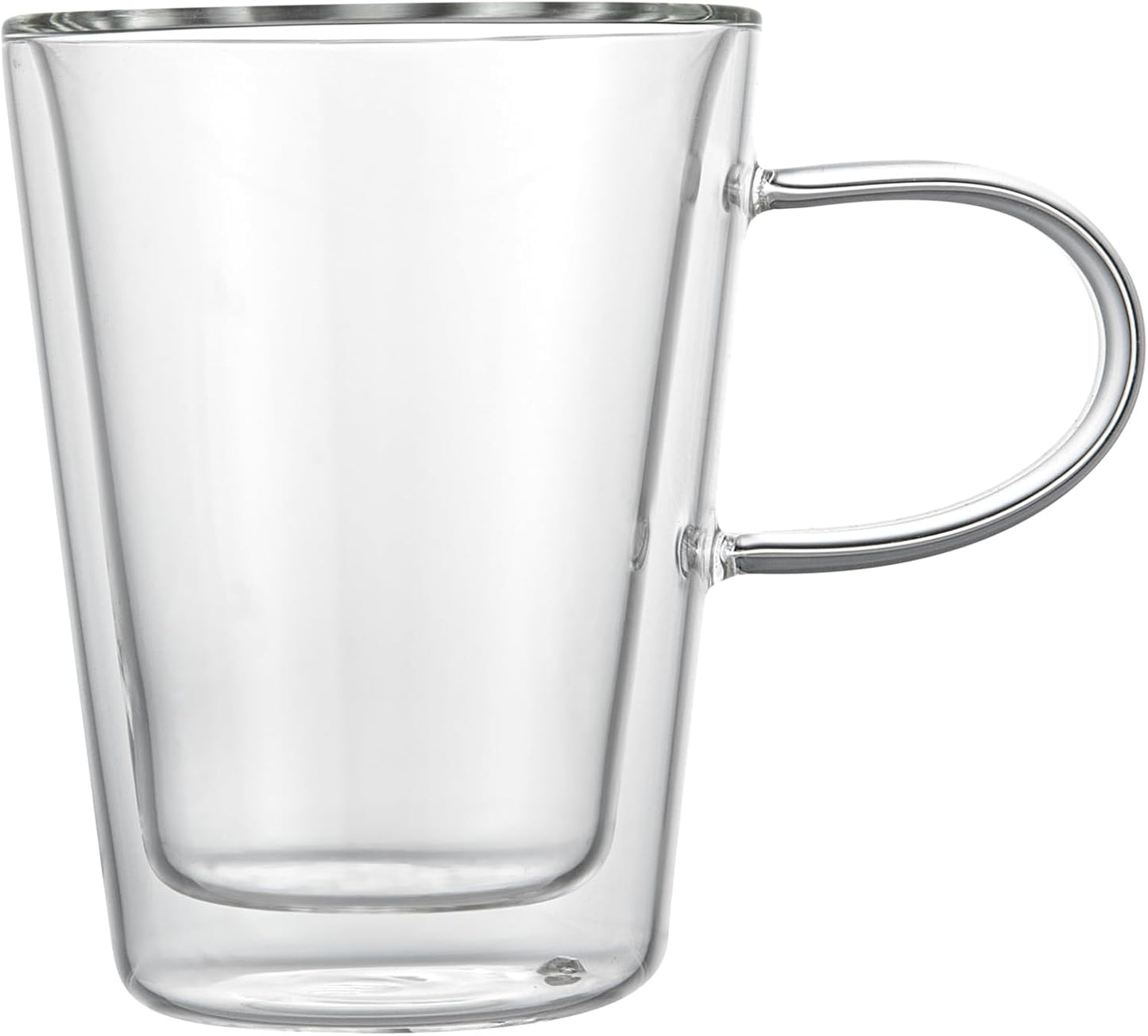 Restaurantware-Forma Professional 5.1 oz Double Wall Glass Mugs, 12 Insulated Coffee Mugs With Handle - Dishwashable, Reusable, Clear Glass Beverage Cups, Freezable, For Hot Or Cold Beverages
