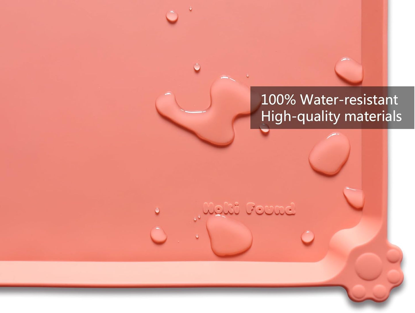 Hoki Found X-Large Silicone Pet Feeding Mats - Non Slip, Waterproof Food & Drink Mats for Dogs, Cats & Carpet - Burnt Coral