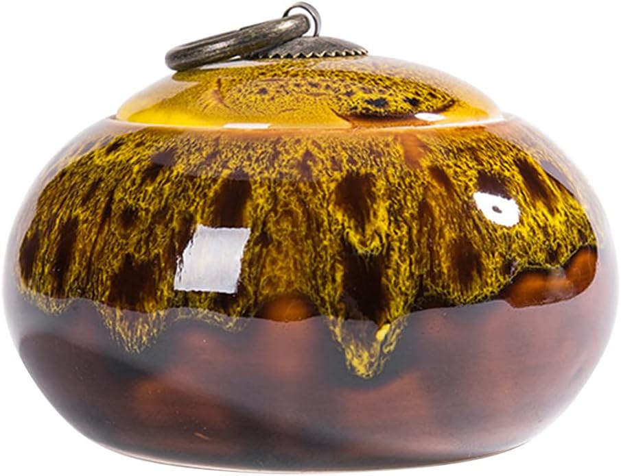 Ceramic Storage Jars, Exquisite Glaze Food Canisters for Kitchen Spice Storage,Tea Caddy Storage,Coffee Jar,Condiment Jar with Seald Lid (Yellow B)