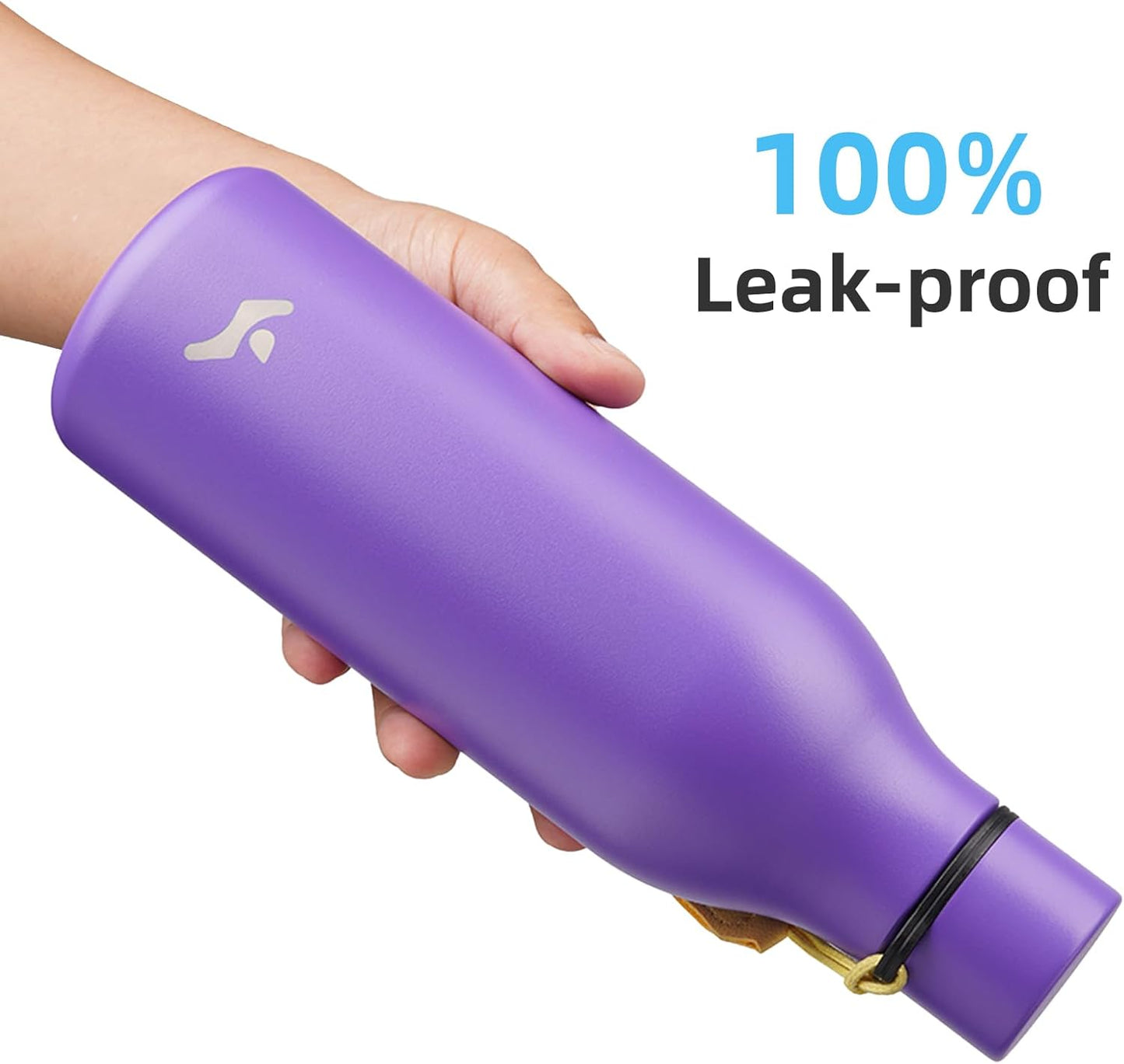 Insulated Water Bottle with Strap,18 oz Double Wall Stainless Steel Vacuum Bottles Metal Water Flask,Purple