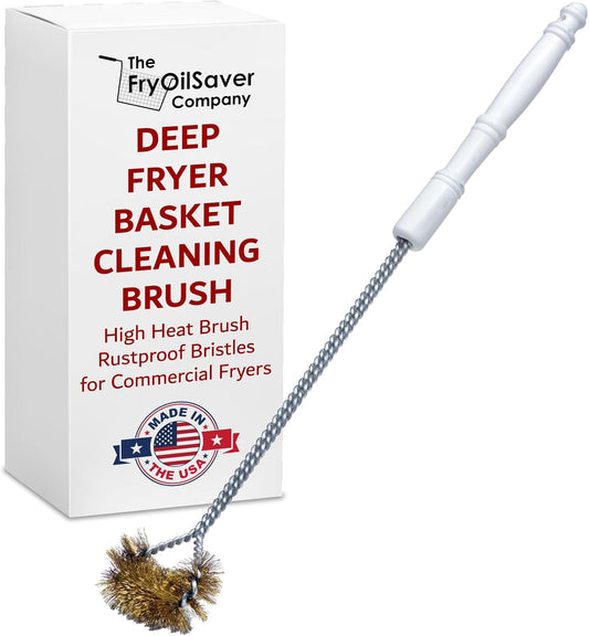 Deep Fryer Basket Cleaning Brush, Brass Bristle, Removes Grime for Diners & Restaurants Deep Fryers, Up to 750F High Heat Resistant Rustproof, High Tensile Fryer Cleaning Brush by FryOilSaver Co. B51C