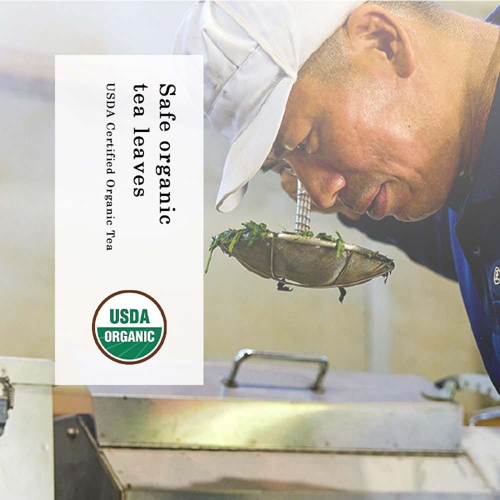 TOMOSAN Hojicha Tea - Japanese Organic Loose Leaf Premium Green Tea - Roasted Kukicha & Sencha Blend, Low Caffeine, USDA Certified, Uji-Kyoto, 100g/3.5oz