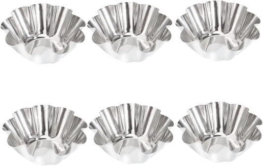 Mikinona 12pcs Non- Stick Tart Pans Tart Mould Egg Tart Molds Stainless Steel Tart Baking Mold Oven Pans Nonstick Bakeware Cupcake Wrapper Egg Tart Baking Cups Tart Tin Mini Non Stick Pan