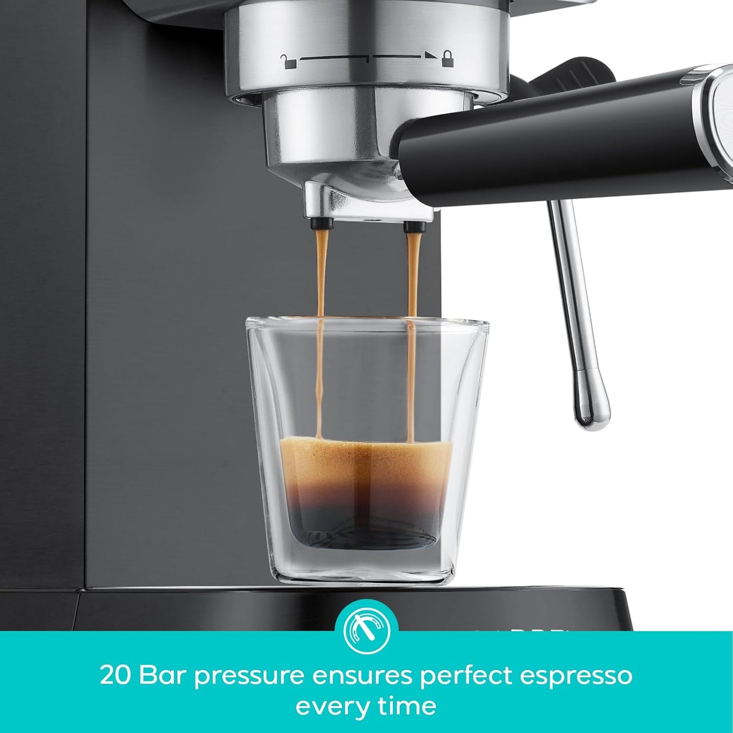 CASABREWS CM5418 Espresso Machine 20 Bar, Stainless Steel Espresso Maker with Milk Frother Steam Wand, Compact Cappuccino Machine for Home, Espresso Coffee Machine with Removable Water Tank, Black