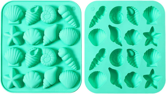 2-Pack Horse Green Seashell Silicone Molds for Chocolate Candy Baking Decorations