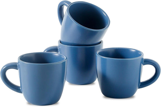 Hasense 7 Ounce Cappuccino Cups Set of 4 Perfect for Latte, Americano, Cafe Mocha and Tea, Ceramic Coffee Cups Ideal for Party Cafe Home and Kitchen, Microwave and Dishwasher safe, Blue