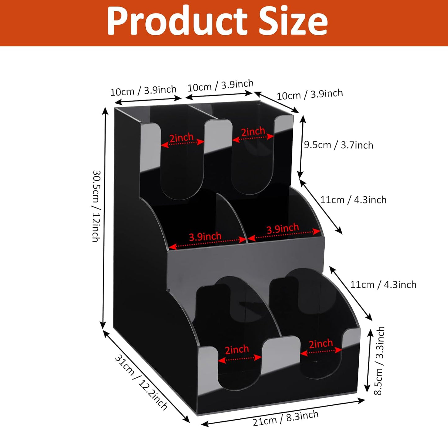 MYITYARD Coffee Station Organizer, Coffee Cup Holder for Countertop, Cup and Lid Dispenser with 6 Compartment, Cup and Condiment Station for Home, Kitchen, Office and Breakroom