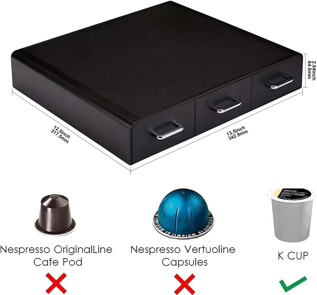 Amazon Basics Coffee Pod Storage Organizer Drawer for K-Cup Pods, 36 Pod Capacity, Black