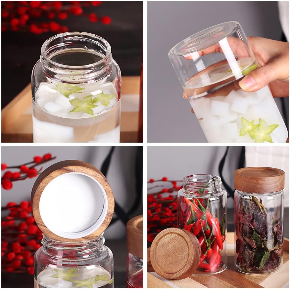 SAIOOL with Screw Cap (2-Units) kitchen jars, 580ML*2 Food Storage Canisters,Clear,Spice jars,Fermenting, Pickling, or DIY Decors and Projects, You Can even Use them for Freezing Desserts