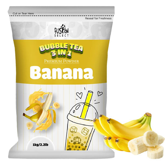 Fusion Select 2.2lb Banana MilkTea Powder For Bubble Tea, Boba Tea, 3-in-1 Drink Powder with Cream & Sugar, Smoothies - Instant Pre-Mixed Beverage for Hot or Cold Blends or Yummy Frappes