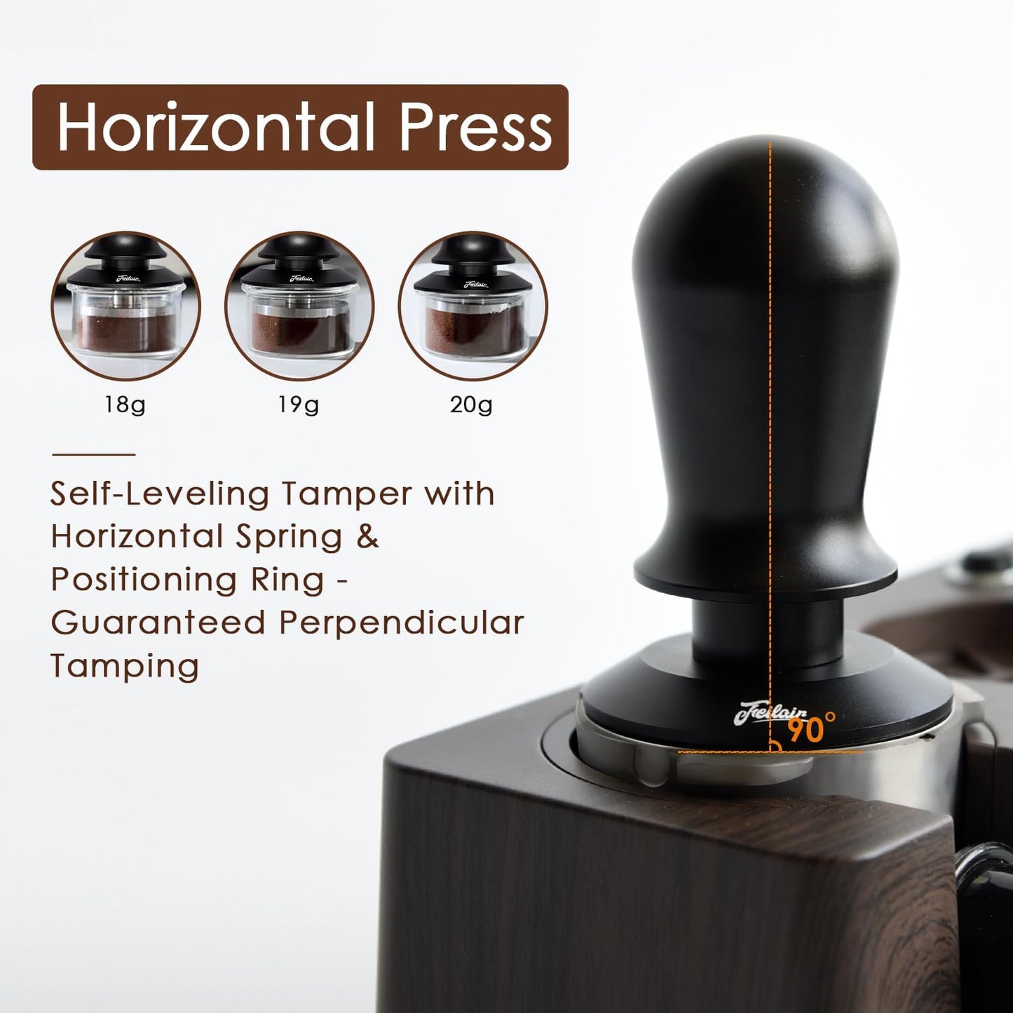 58.35mm Espresso Tamper, 3 Spring Loaded Tamper, Espresso press tool with Ripple Base, Self Leveling Tamper for Barista, Compatible with 58mm Breville, Gaggia Bottomless Portafilter