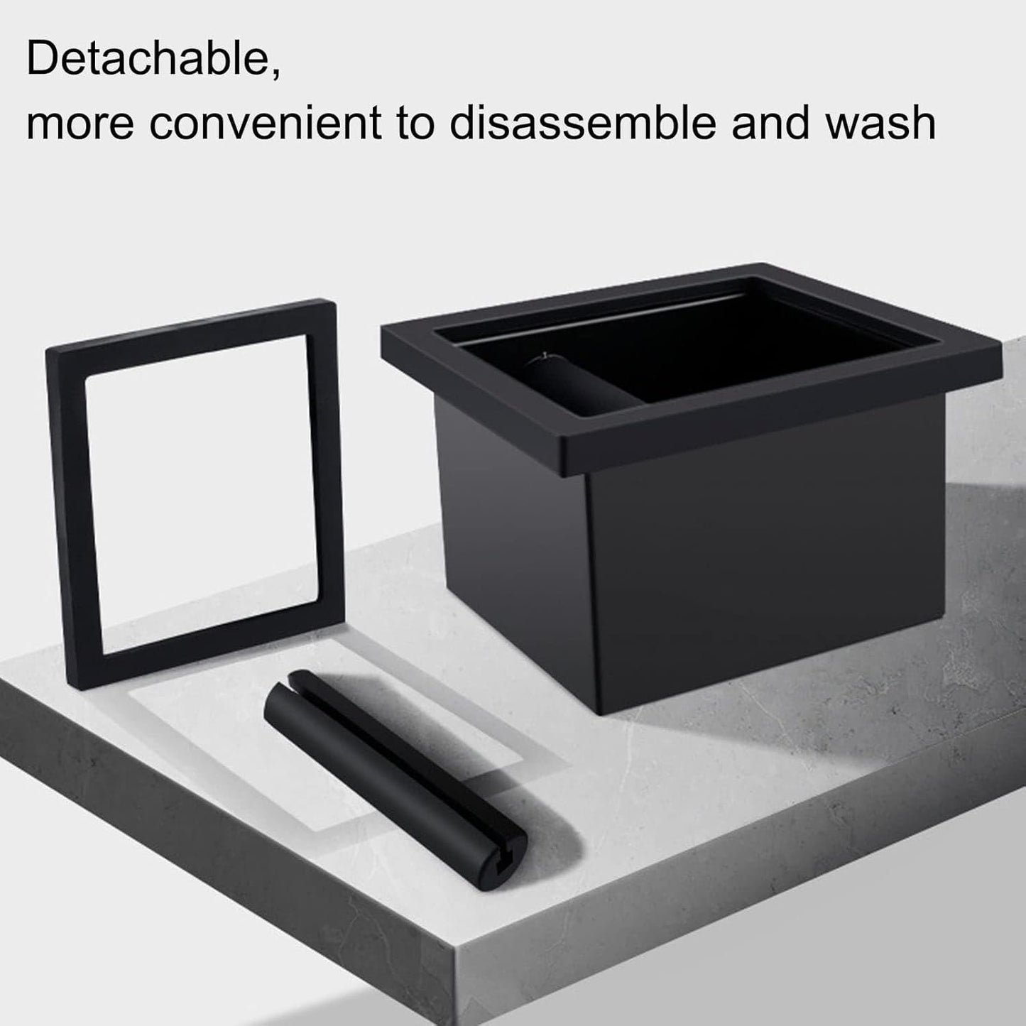 Espresso Coffee Ground Knock Box Chute, Desktop Waste Bucket Stainless Steel Rubber Bottomless Espresso Chute Knocking Residue Box for Home Cafe Restaurant Countertop