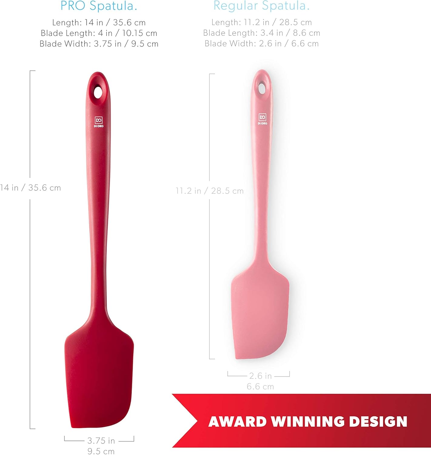 DI ORO Seamless Series Pro 14 Inch Extra Large Silicone Spatula - 600°F Heat-Resistant Rubber Spatula - Great for Baking, Cooking, and Scraping - BPA Free and LFGB Certified Food Safe Silicone (Red)