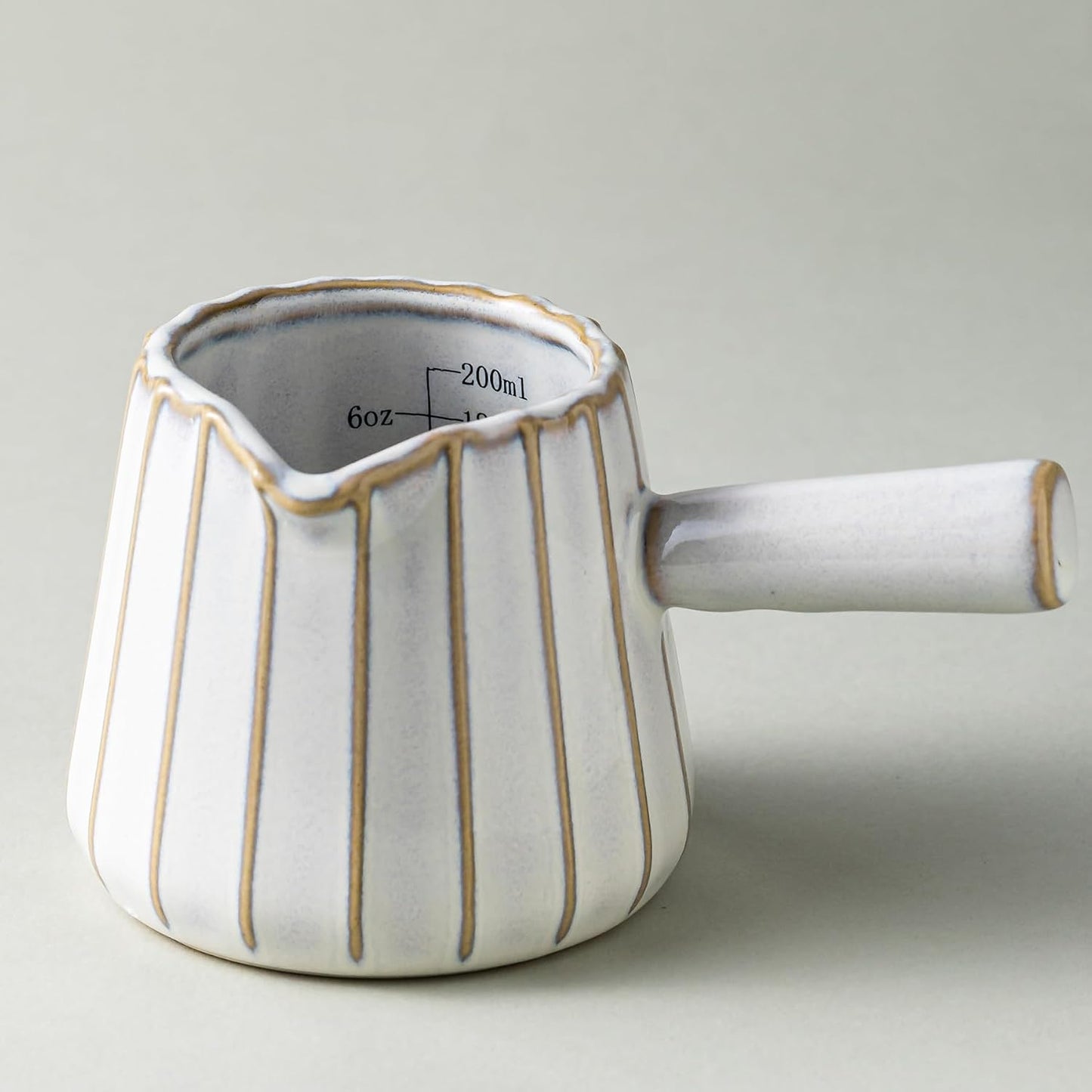 Ceramic Espresso Cups, Espresso Measuring Cup with Handle, Expresso Shots Cups with Scale, Espresso Accessories, 200ML /6 OZ, Cream White