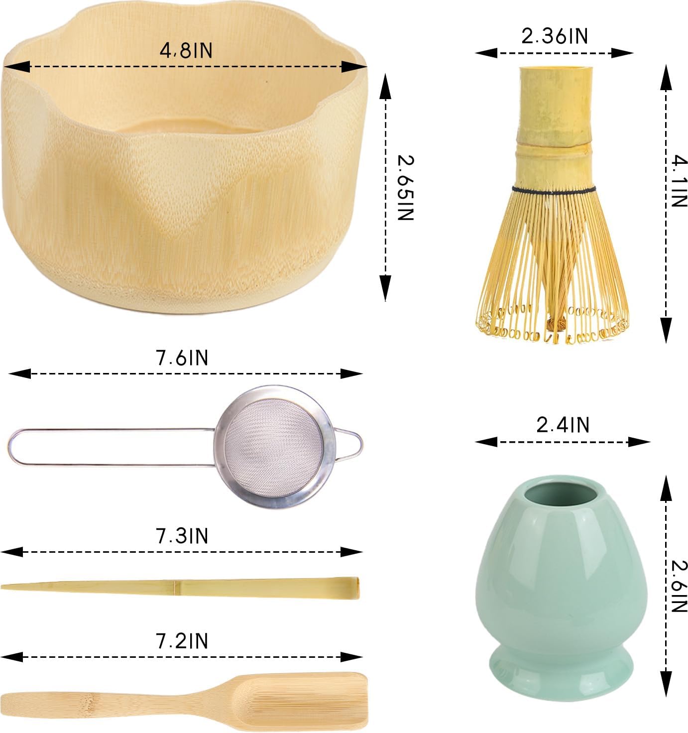 Matcha Whisk Set with Bamboo Bowl, Traditional Bamboo Matcha Kit with 6-Spout Bowl, Unique Gifts for Matcha Lovers Women Men Girl Friend Home Kitchen, Gifts for Christmas, Birthday,Halloween