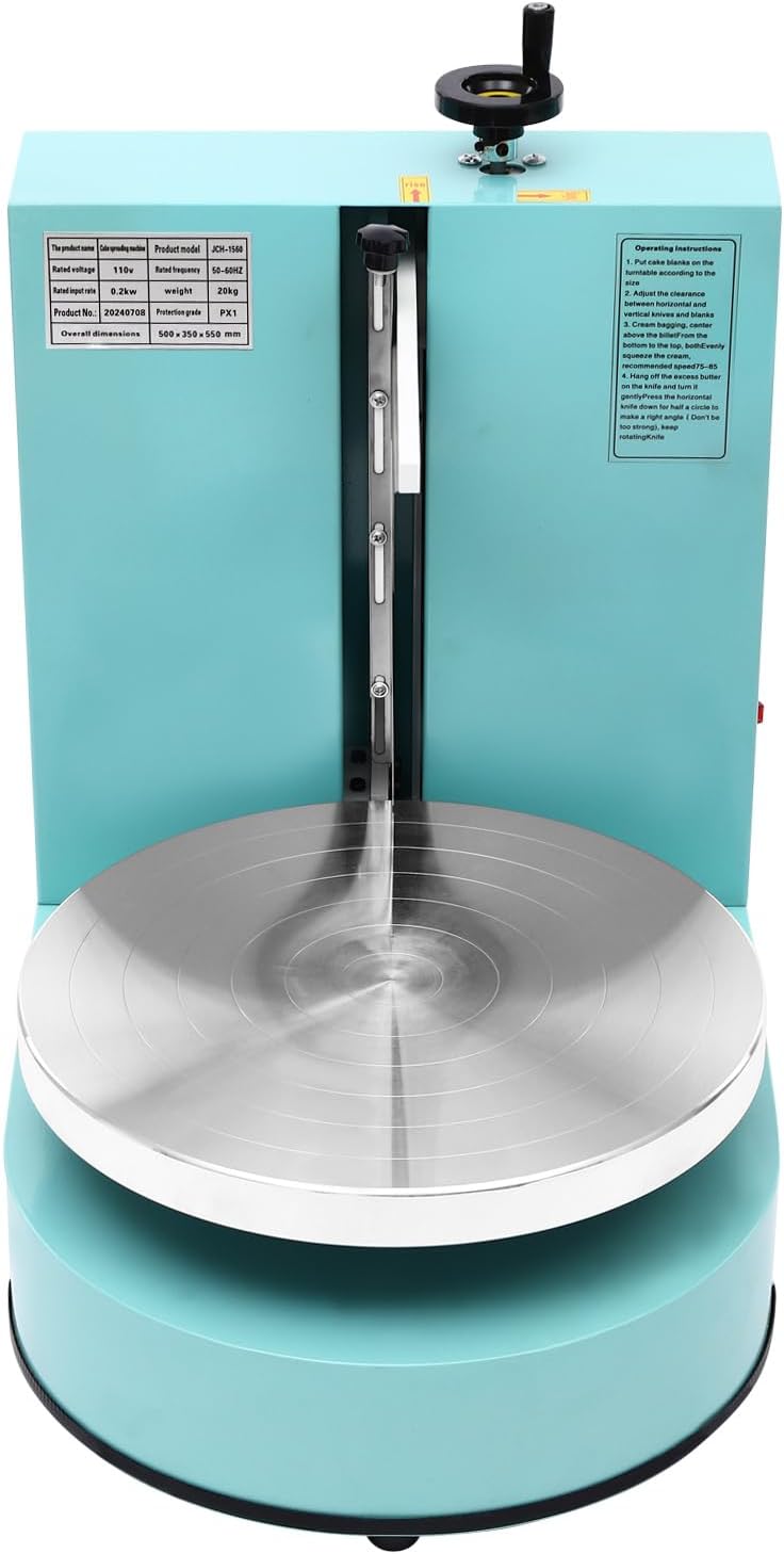 Cake Decorating Coating Machine Cream Spreading Automatic Frosting Turntable with Graduated Scraper for 4-12inch Cakes, 30-200RPM Rotating Speed