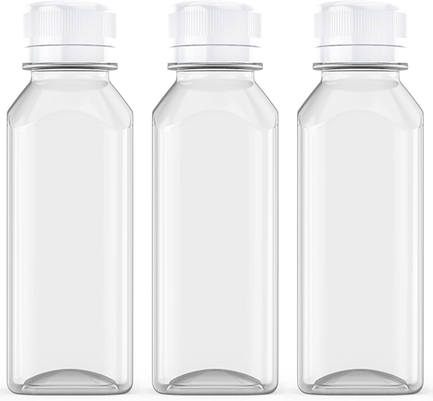 Axe Sickle 8 Pcs 8 Ounce Juice Bottles Plastic Milk Bottles Bulk Beverage Containers with Tamper Evident Caps Lids White for Milk, Juice, Drinks and Other Beverage Containers