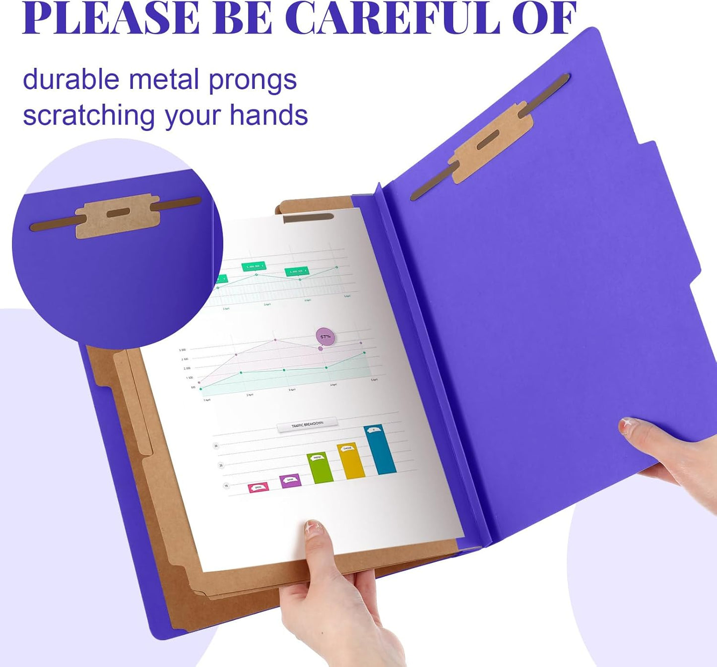 36 Pcs Classification Folders Letter Size, Back to School Supply for Teacher, Student, 3 Dividers Pressboard File Folder Bulk with 2 Fasteners, 3.5 Inch Expanding File Organizer (Purple)