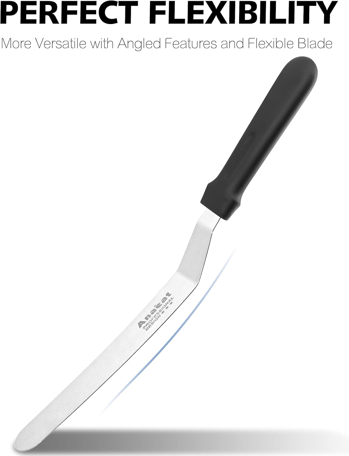 Anaeat Icing Spatula, Professional Cake Angled Offset Spatula with 8" Stainless Steel Blade - Thickened Frosting Knife with Durable Plastic Handle for Cake Decorating, Pastry & Baking