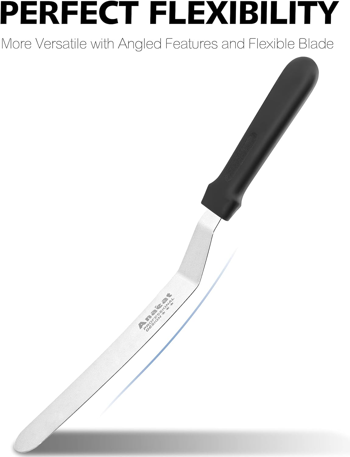 Anaeat Icing Spatulas, Set of 3 Professional Cake Angled Offset Spatula with 4", 6", 8" Stainless Steel Blades - Thickened Frosting Knife with Plastic Handle for Cake Decorating, Pastry & Baking