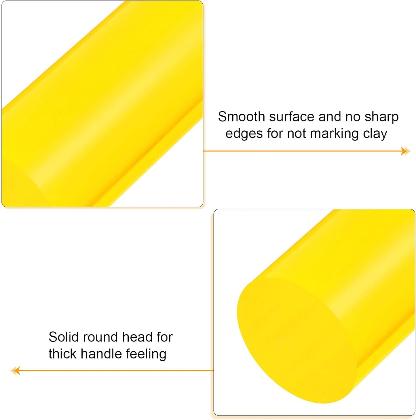 HARFINGTON Acrylic Clay Roller 6 Inch x 1 Inch Solid Non-Stick Plastic Round Tube Roller Polymer Clay Rod Fondant Rolling Pin for Shaping, Sculpting, Modeling DIY Crafts, Yellow