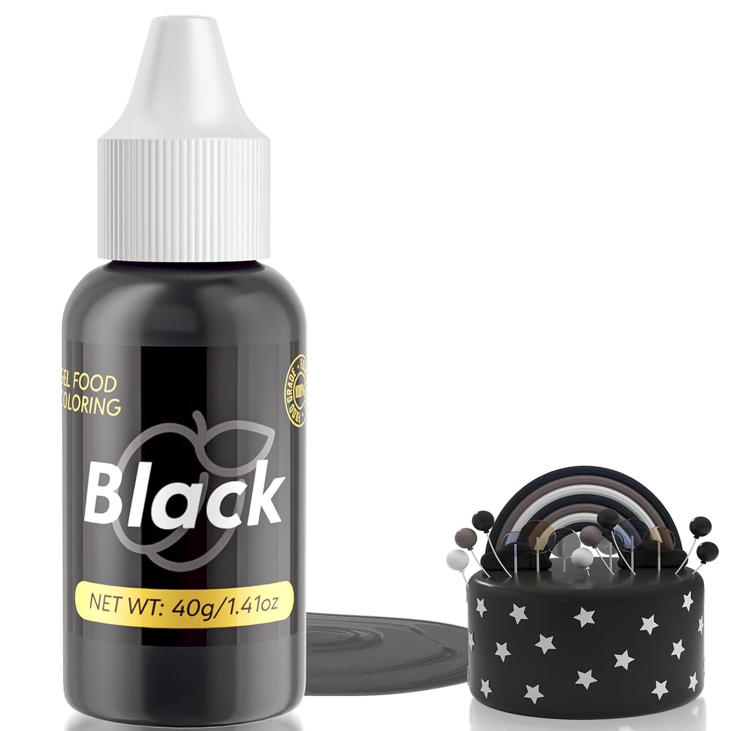 Gel Food Coloring for Cake Decorating - 40g Concentrated Assorted Edible Colors - Vibrant Tasteless Food Dye Professional-Grade Dye for Easter Eggs Fondant Cookies Frosting Royal Icing Baking - Black