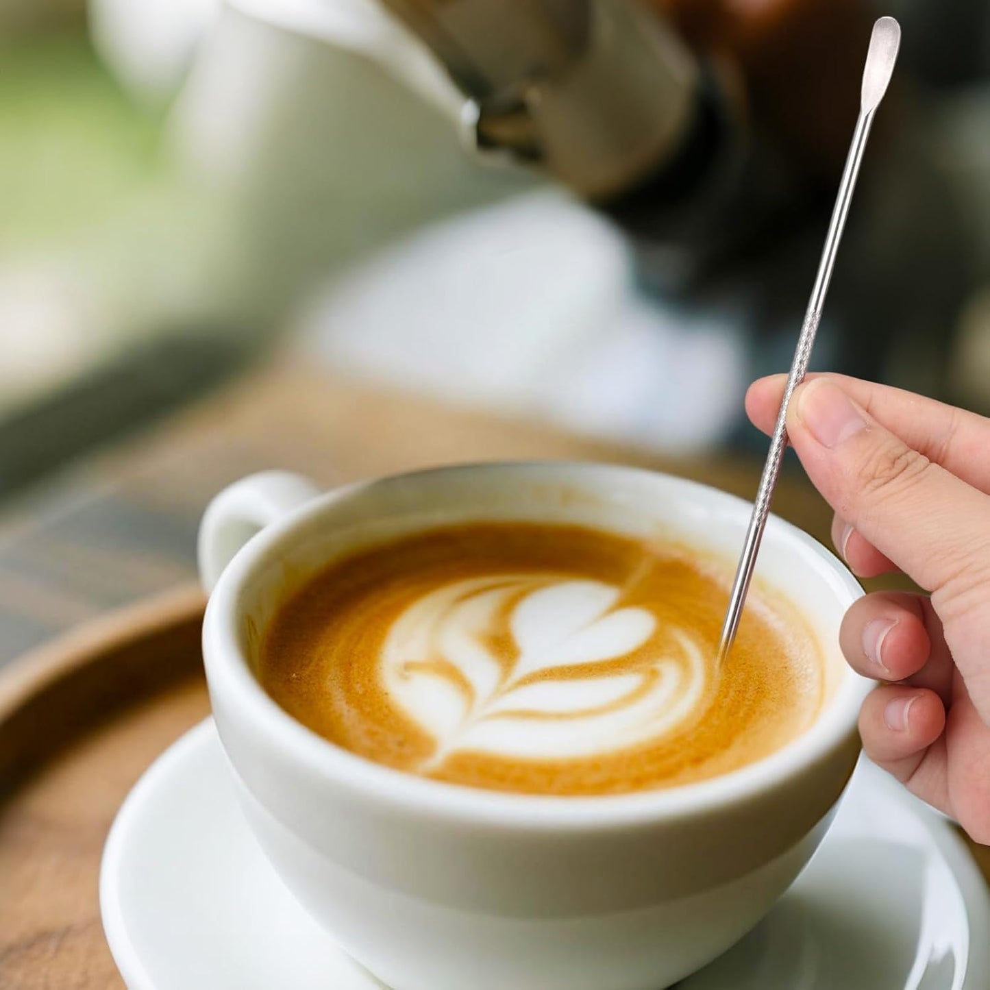 4pcs Coffee Machine Cleaning Brush, Professional Espresso Cleaning Brush Wooden Handle Boar Bristle Scrub Set Suitable for Coffee Machine Washing