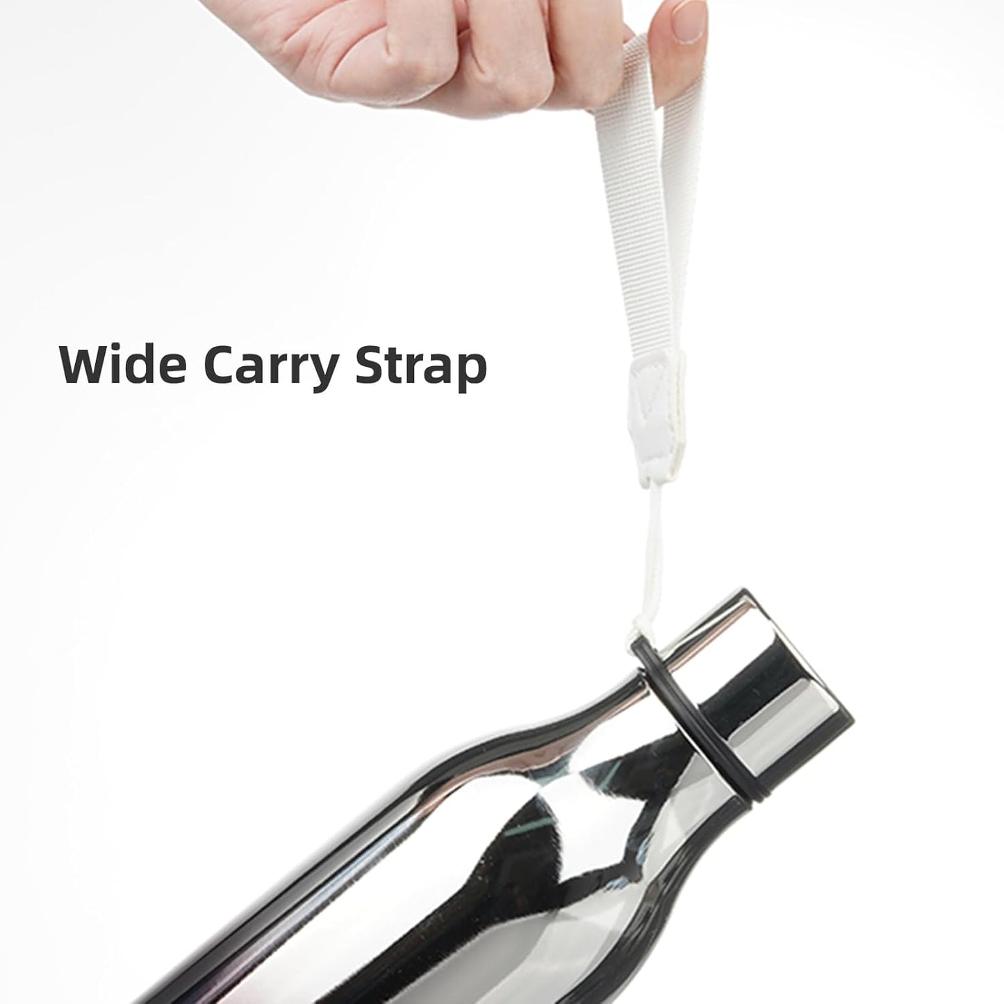 Insulated Water Bottle with Strap,18 oz Double Wall Stainless Steel Vacuum Bottles Metal Water Flask,Silver Miner