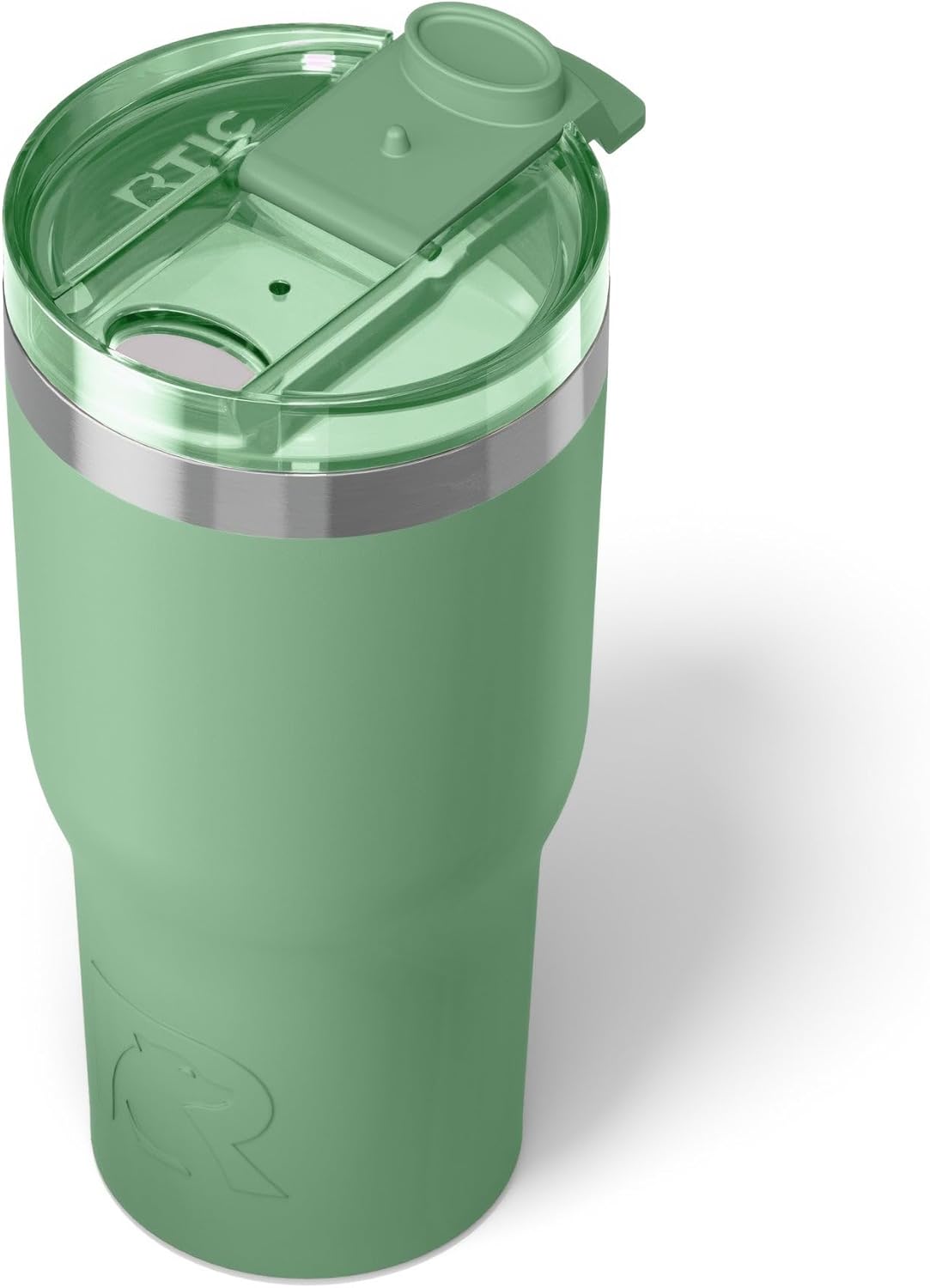 RTIC 20oz Essential Tumbler with Lid, Insulated, Stainless Steel, Metal, Double Wall Vacuum-Insulation, Ceramic Lined, Travel Cup for Iced Coffee, Tea, Hot and Cold Drink, Sage