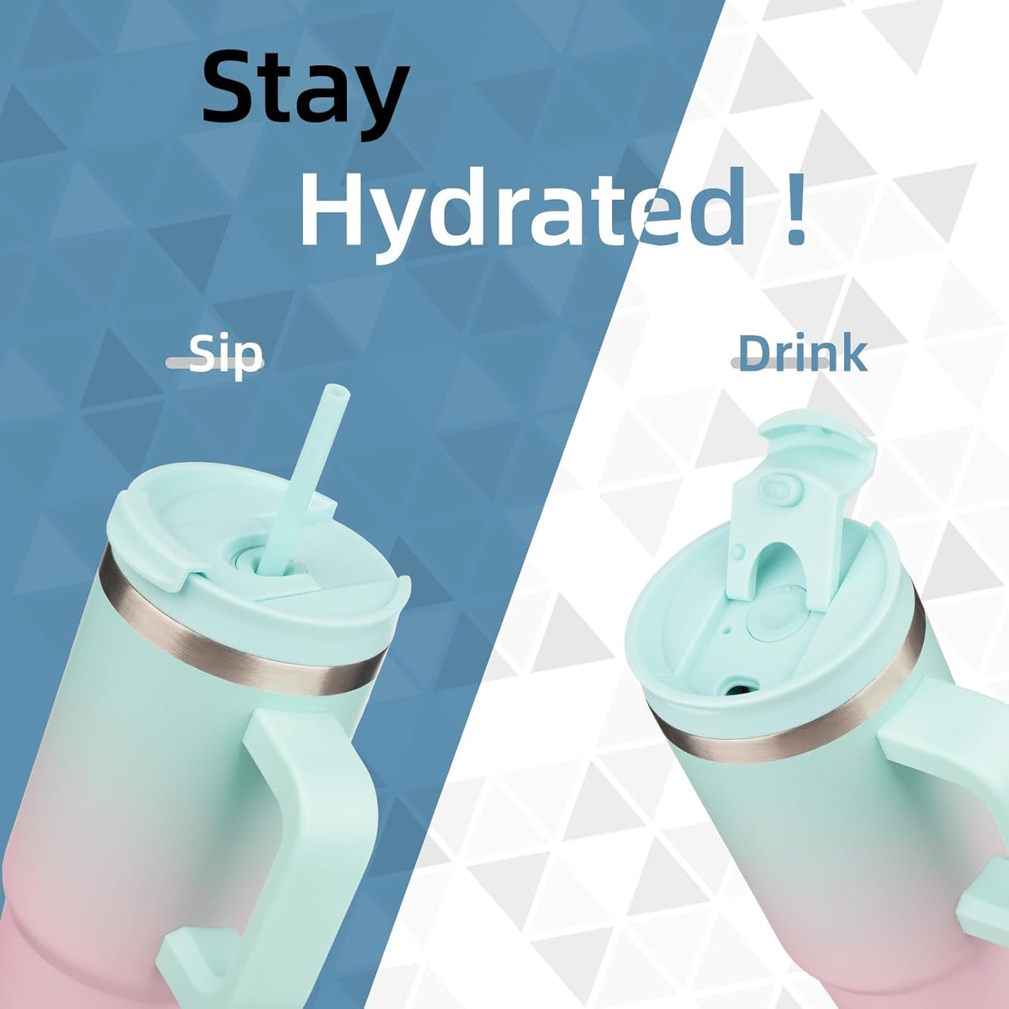 30 oz Tumbler with Handle and 2 Straws,2 in 1 Lid Insulated Water Bottle Stainless Steel Travel Coffee Mug,Gum