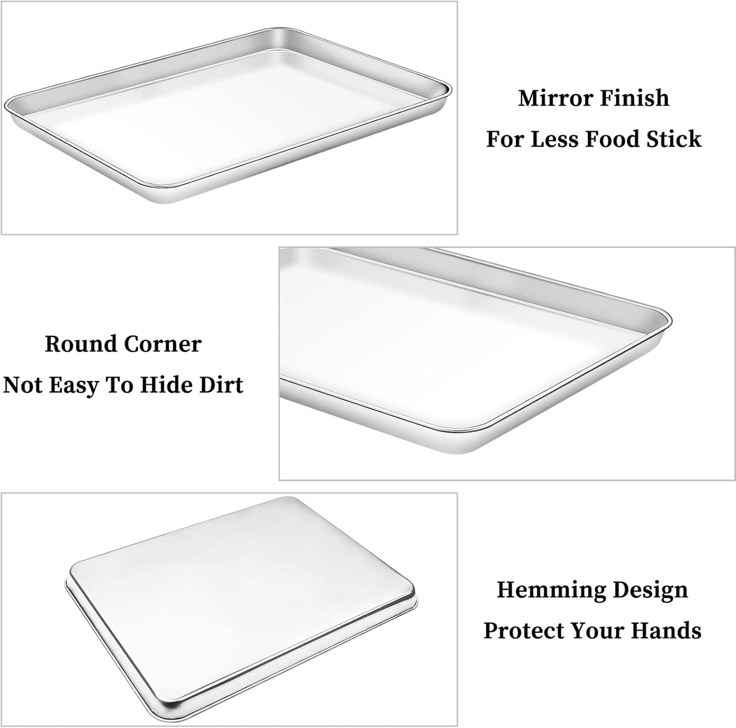 Deedro Baking Sheet with Rack Set [2 Sheets + 2 Racks], Stainless Steel Baking Pan Cookie Sheets Oven Tray with Cooling Rack, 16 x 12 x 1 Inch, Heavy Duty, Non-toxic, Easy Clean