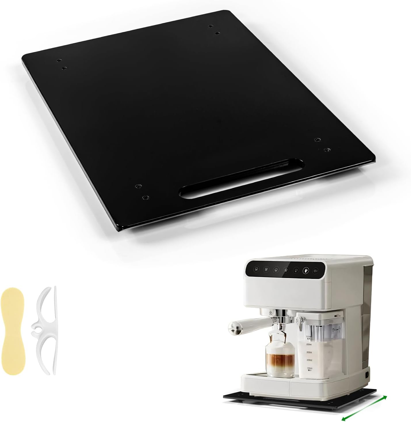 Appliance Sliders for Kitchen Appliances, Sliding Tray for Coffee Maker, Espresso Machines, Mixers Sturdy Kitchen Aid Sliders for Mixer - Duty Equipment with Rubber Wheels - 9.8" x 14" (Black)