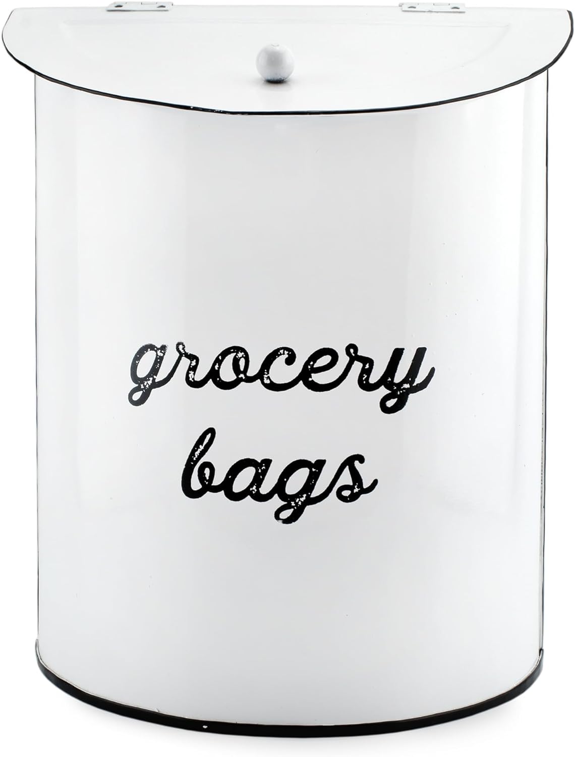 AuldHome Design Rustic Grocery Bag Holder; Wall-Mounted Vintage Enamelware Farmhouse Style Plastic Bag Dispenser for Kitchen or Laundry Room