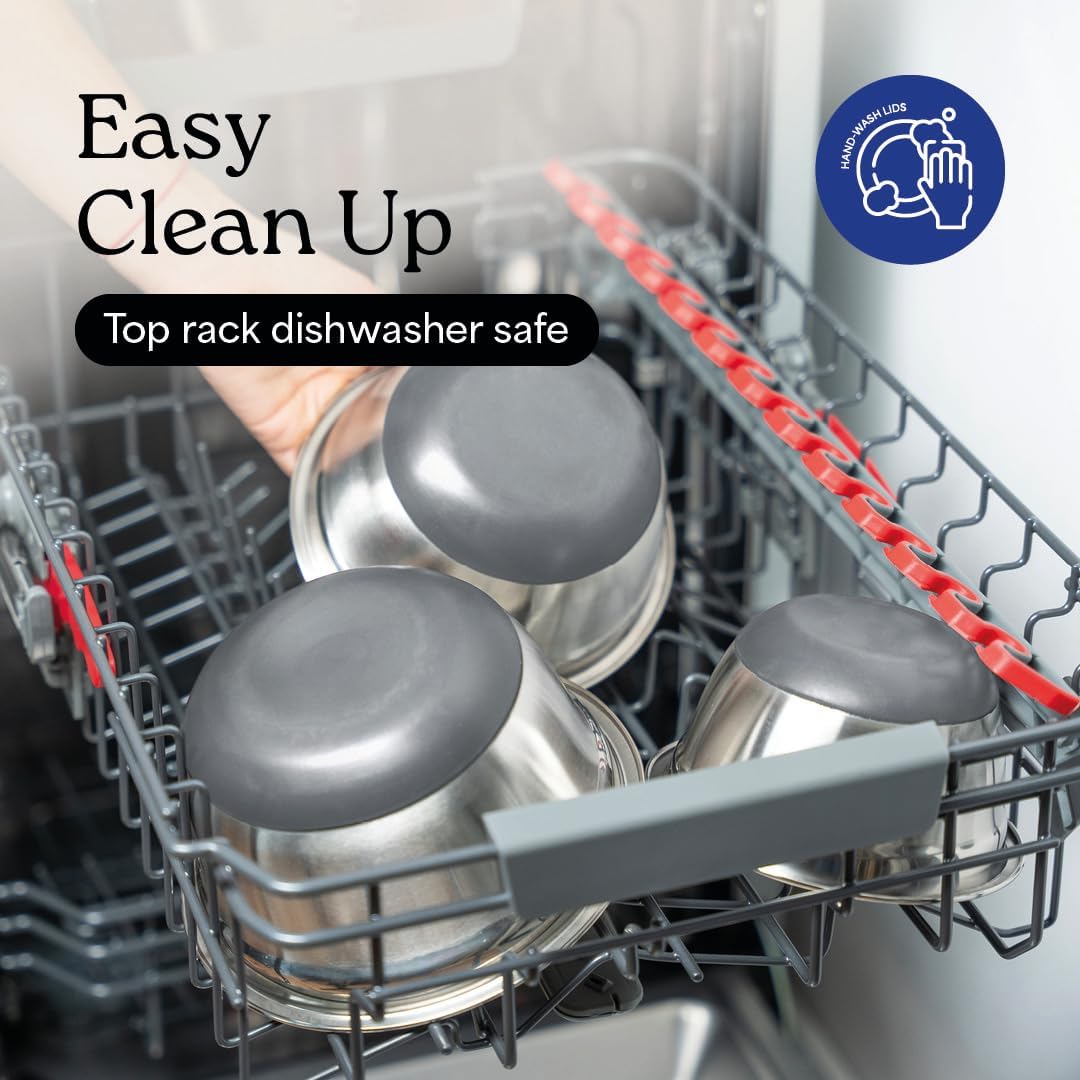 WHYSKO Stainless Steel Mixing Bowls with Lids Set - 5 Rustproof Metal Nesting Mixing Bowls for Kitchen, Meal Prep, Baking, Cooking, Storage - Includes 3 Grater Attachments, Dishwasher Safe