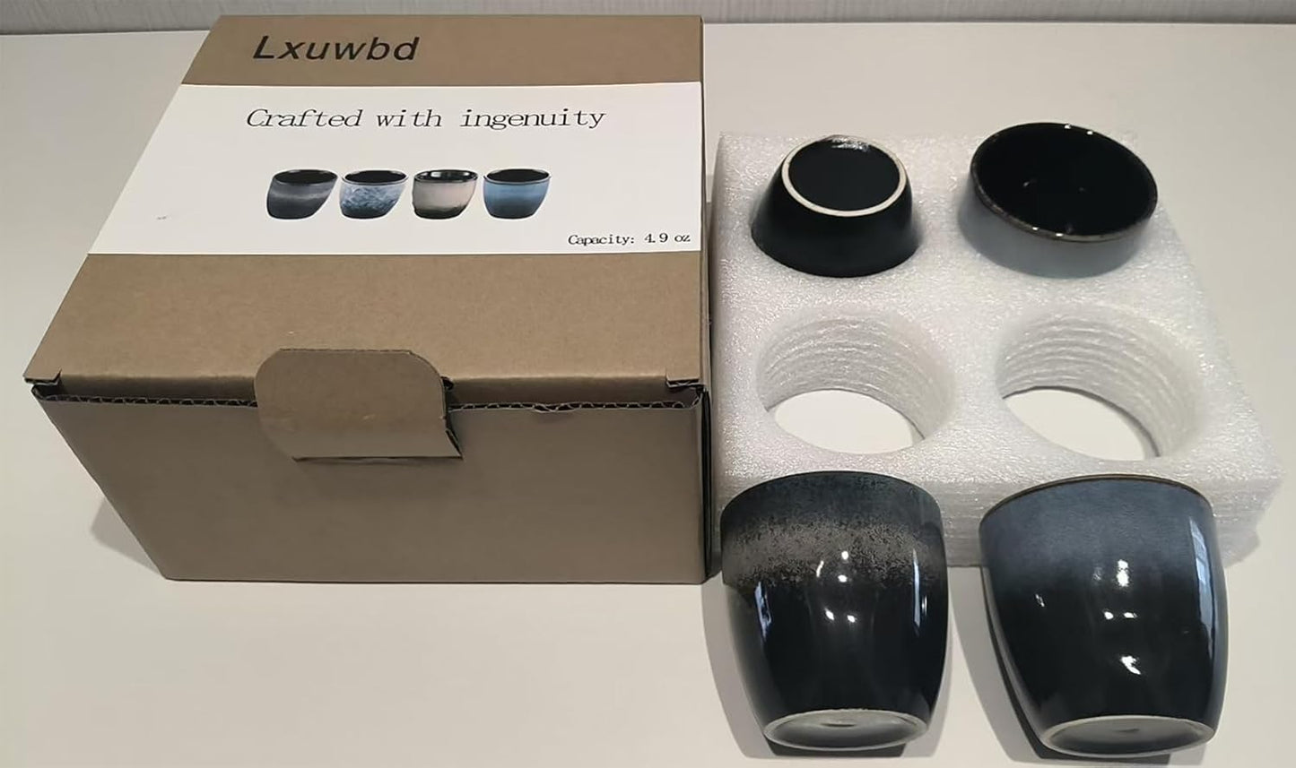 Ceramic Tea Cup, Kung Fu Tea set, Coffee Cup, Yerba Mate Set 4-piece companion cup set (4 colors)