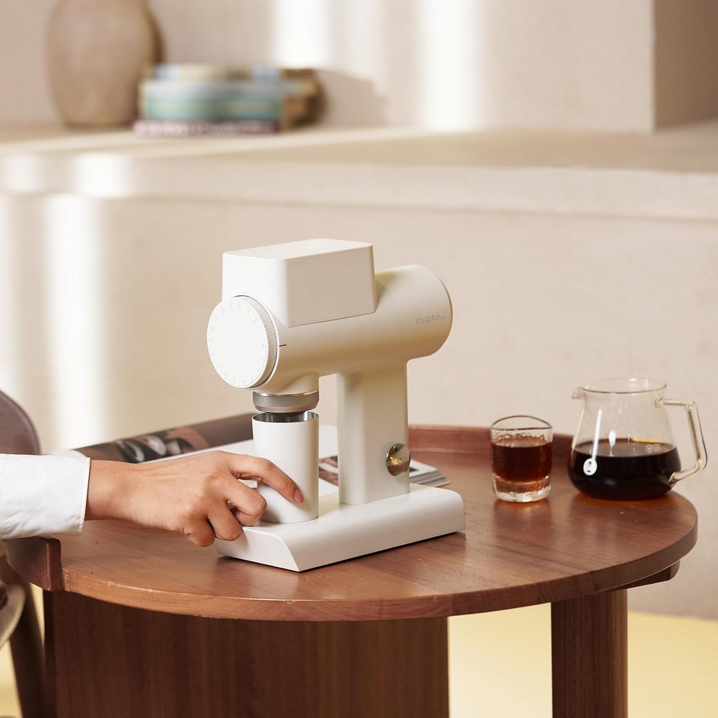 TIMEMORE Sculptor 064S Flat Burr Coffee Bean Grinder, Electric Espresso Grinder with Stepless Coarseness Adjustment, Suitable for Pour over, French Press, Cold Brew - White