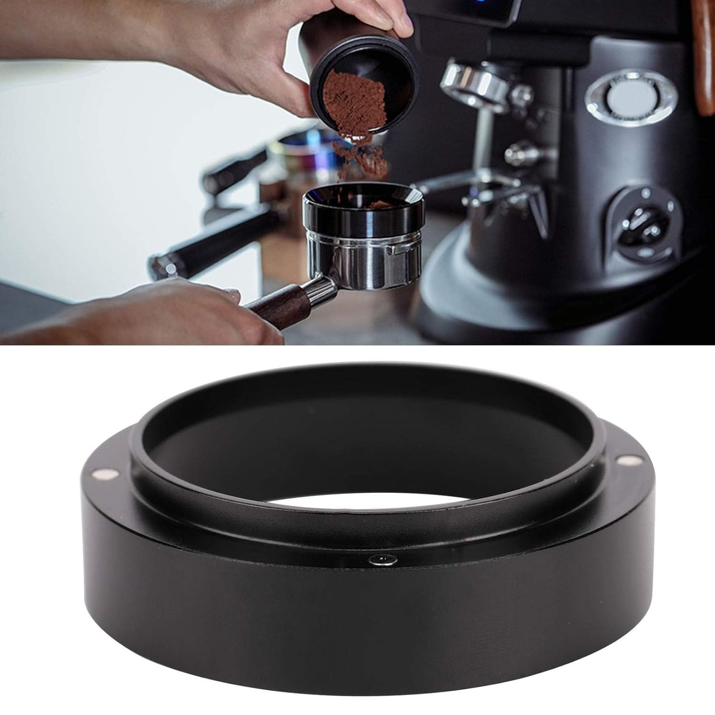 Dosing Rings Aluminum Coffee Powder Dosing Rings Funnel with Magnetic Replacement Coffee Maker Accessory Black(51MM)