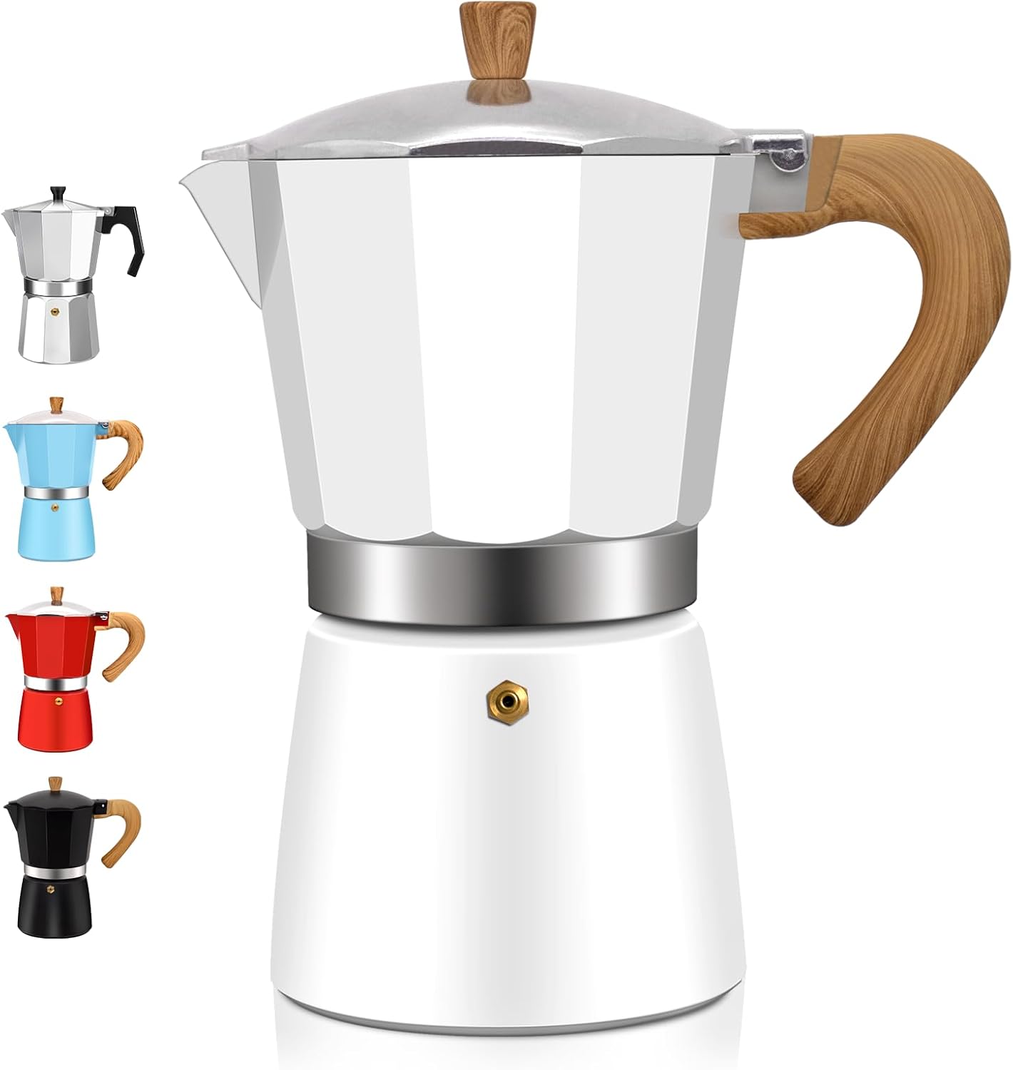 6 Cup Aluminum Espresso Stovetop Moka Pot Express Coffee Maker Percolator Italian Classic Mocha Coffee Machine for Italian and Cuban Cafe Brewing for Home & Camping 300ml 10oz