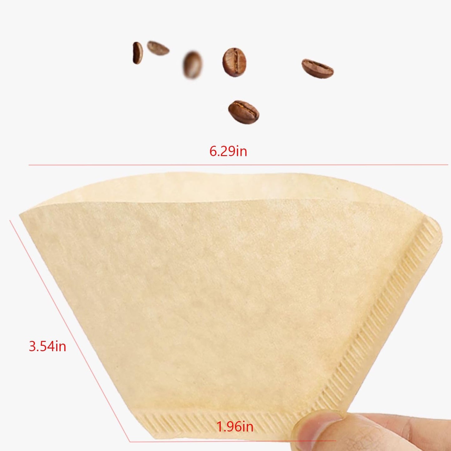 Cone Coffee Filters, 200pcs Unbleached Brown Paper, 2-6 Cup, Compatible with Hario V60 02, CHEMEX 3-cup Coffee Maker