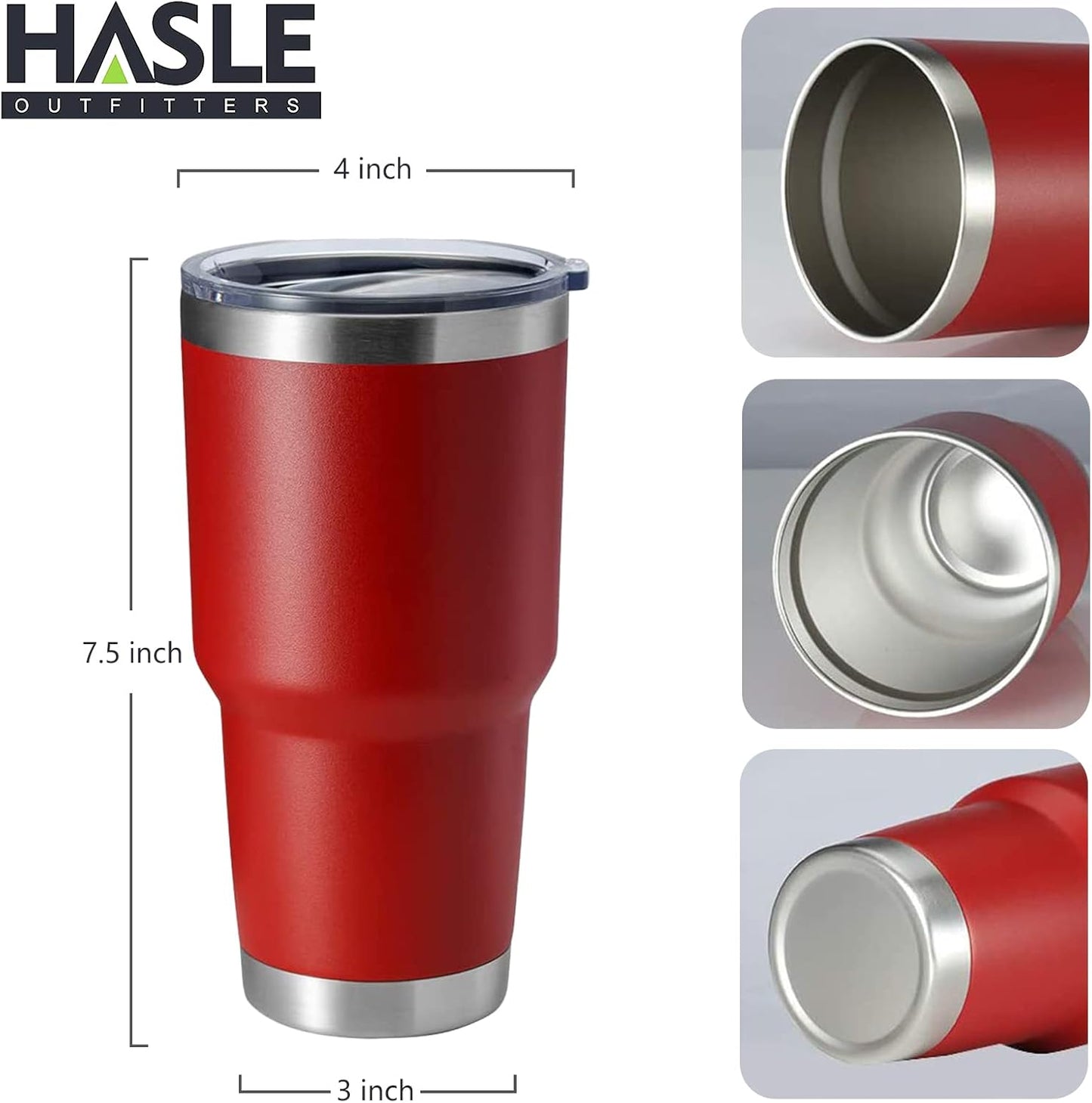 HASLE OUTFITTERS 30oz Stainless Steel Tumbler, Double Wall Vacuum Insulated Travel Mug Tumbler, Durable Insulated Coffee Mug, Gift Box Set (Red, 4)
