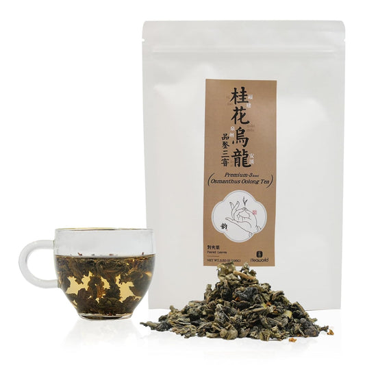 iTeaworld Osmanthus Oolong Loose Leaf Tea, Natural Osmanthus Fragrance, 0 Sugar 0 Additives, Hand-picked, Anxi Aged Aromatic Tieguanyin, Suitable for Daily Relaxation Drinking, 1 Bag, 3.52oz