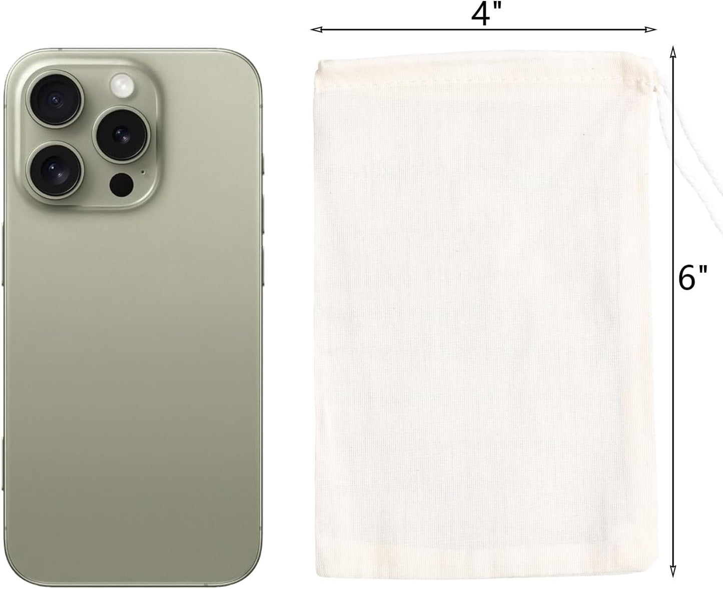 Eketirry Spice Bags, 10pcs Reusable Empty Tea Bags, Muslin Strainer Bags, Soup Bags for Cooking, Natural Cotton Fine Mesh Cheesecloth Bags for Cold Brew Coffee(4 x6Inch)