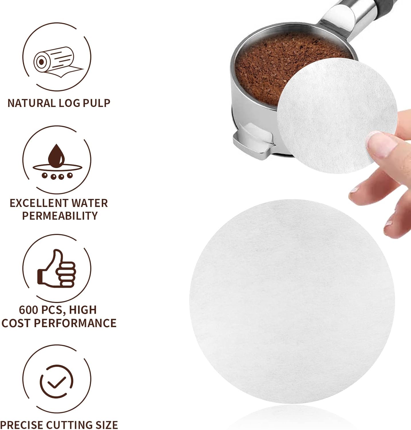 1000 Pcs Coffee Paper Filter for Espresso Coffee Maker, 51 mm Unbleached Espresso Filter Puck Screen Portafilter Paper Compatible with Breville Barista, Mr. Coffee and Other Espresso Machine