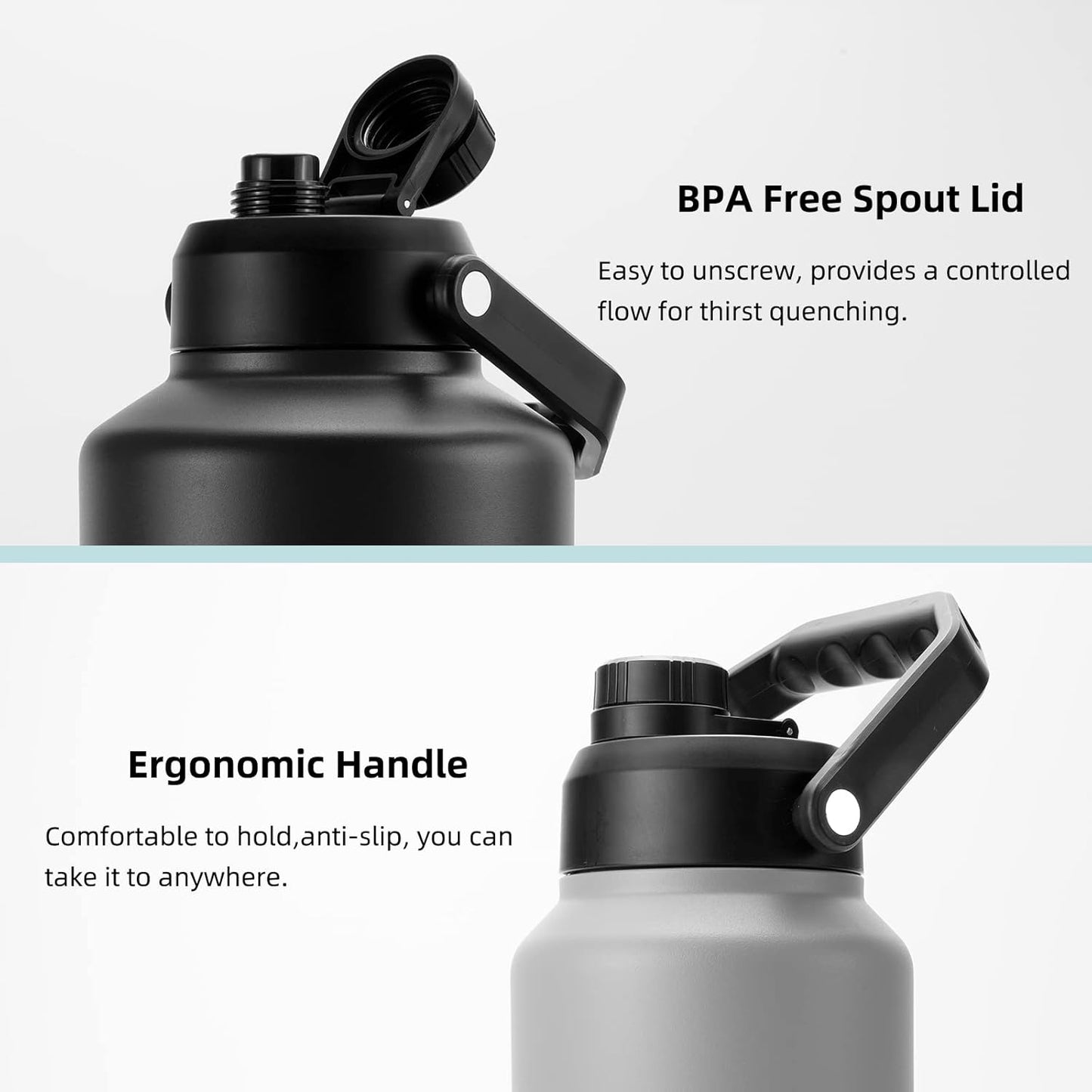 BJPKPK One Gallon(128 oz) Insulated Water Bottle, Dishwasher Safe Stainless Steel Thermos, BPA Free Jug with Ergonomic Handle & Anti-slip Bottom, Large Water Bottle, Brick Red