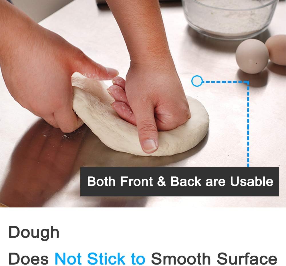 LandHope Large Cutting Board 304 Stainless Steel Cutting Board Metal Baking Mat Non Stick Thick Board Cutting Fruit Vegetable Meat Kneading Rolling Bread Pizza Biscuits Dough Sturdy Kitchen