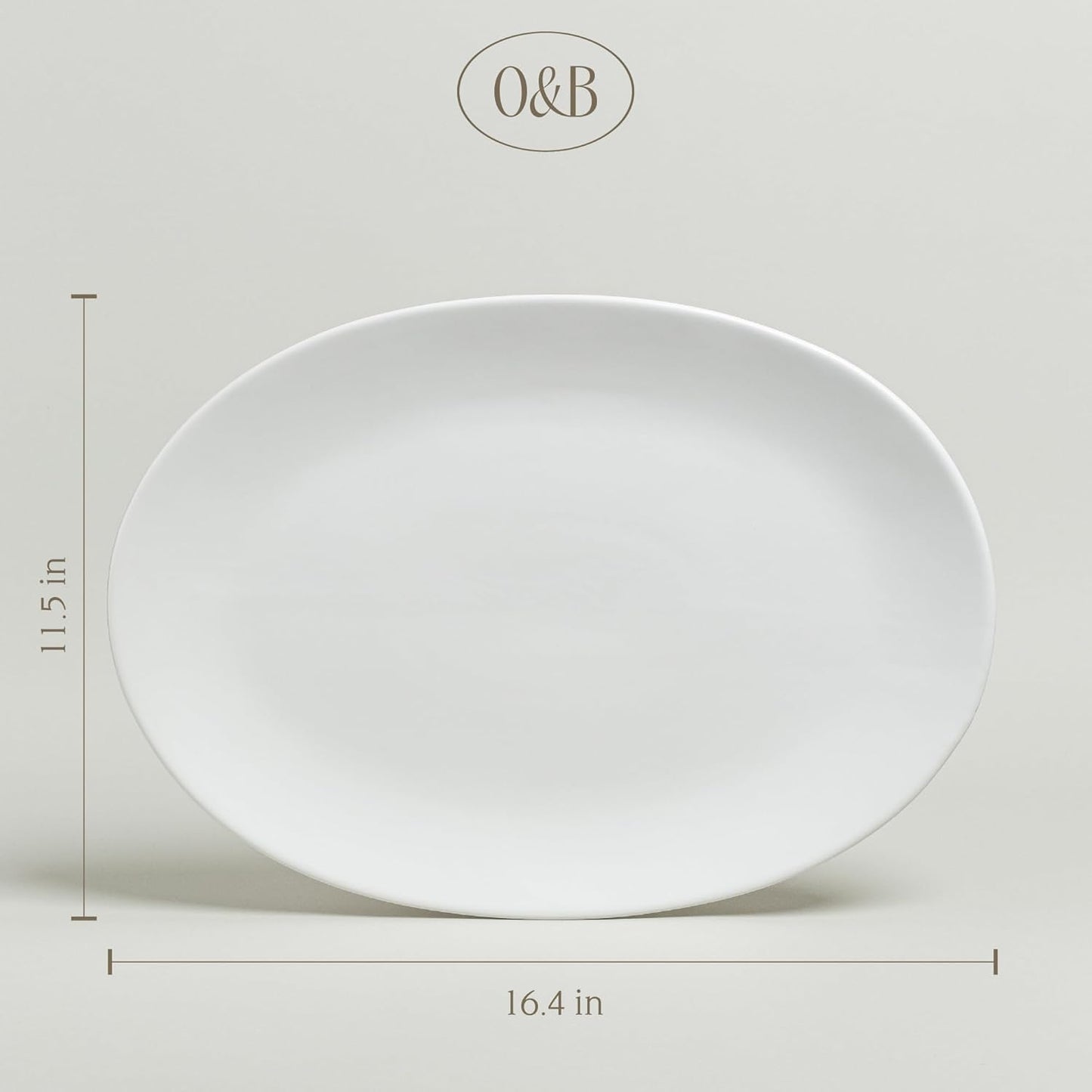 over&back Coupe Stoneware Serving Platter - Elegant 1-Piece Oval Serving Platter to Complete Your Kitchen Set - 16.4" x 11.5" - Semi-Matte White