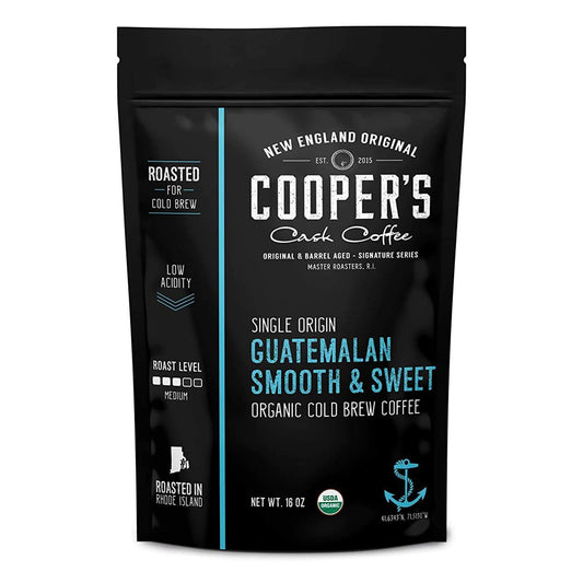 Guatemala Organic Cold Brew Coffee, Single Origin, Gourmet Beans, Tasting Notes of Milk Chocolate, Creamy Caramel & A Hint of Orange, Medium Roast Coarse Ground Beans, 16 oz Coffee Bag