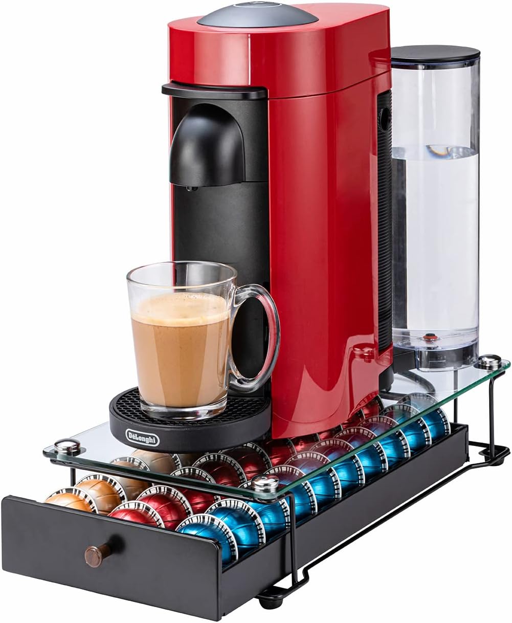 Rice rat Vertuo Capsule Holder Drawer for Nespresso With Glass (Class-30 Pods)
